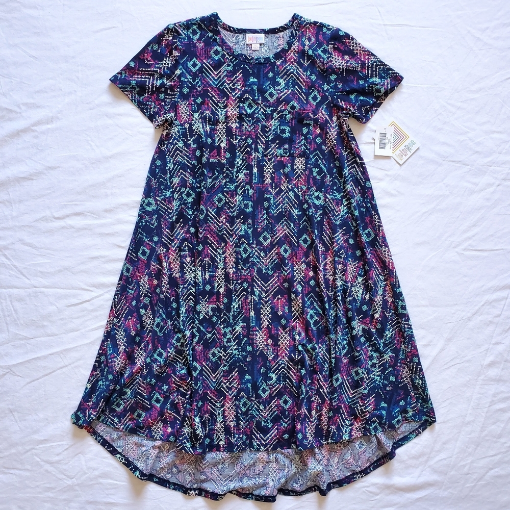 NWT LuLaRoe XXS Navy Pattern Carly Dress